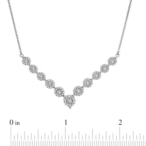 0.50 CT Natural Diamond Chevron Sterling Silver Necklace - Picture 6 of 6